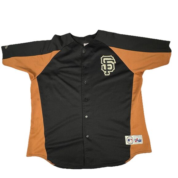 Vintage Majestic San Francisco Giants Jersey 2XL Made USA Black Orange MLB SF - Picture 1 of 12